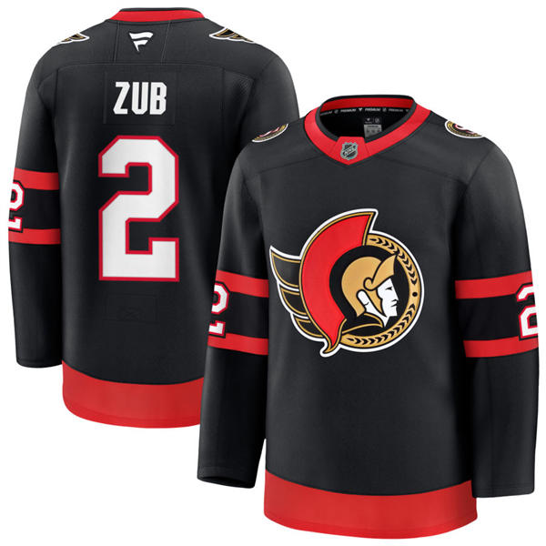 Men's Ottawa Senators #2 Artyom Zub Stitched Fanatics Home Black Player Jersey